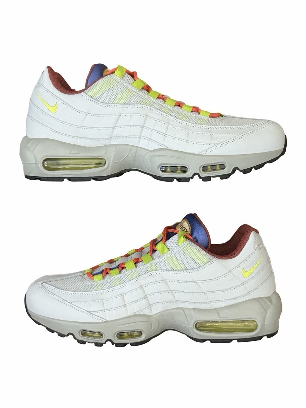 Size 11 Men's Nike Air Max 95 By You Wolf Grey Neon Big Bubble Sneakers